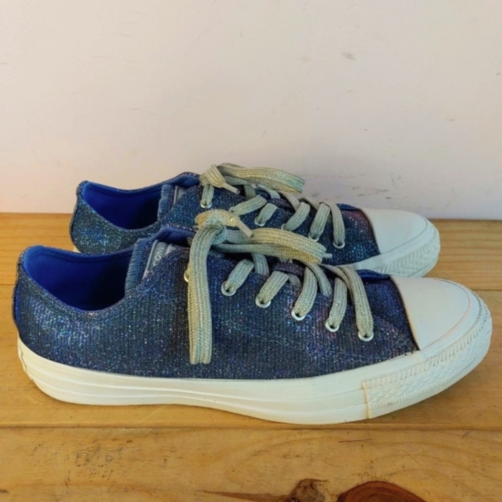 Converse Chuck Taylor All Star blue/pink glitter low tops women's size 7 US